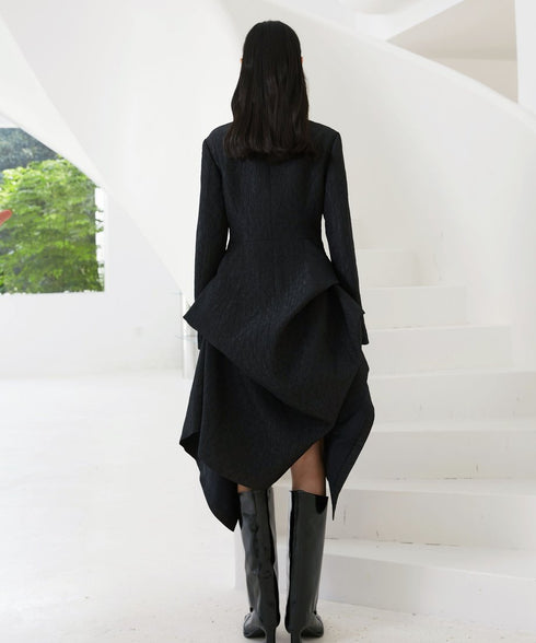 Heart Button Draped Coat