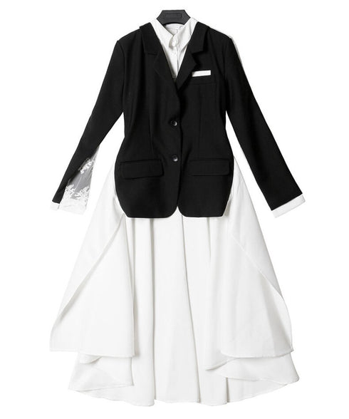 bicolor back long anorak