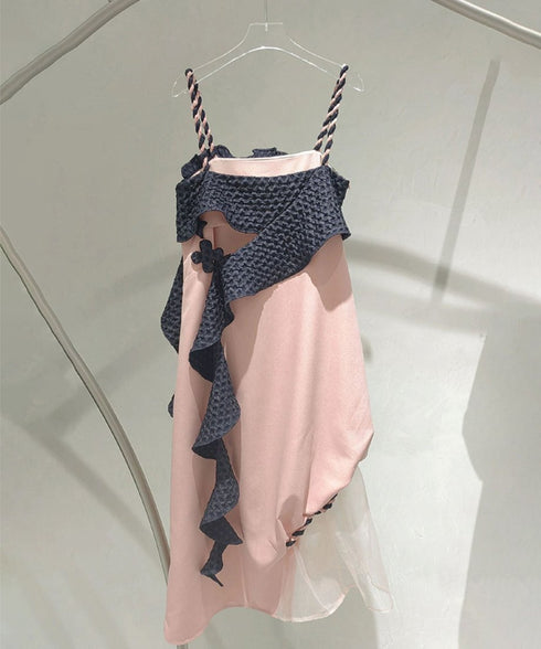 Ripple-fabric Ruffle Dress