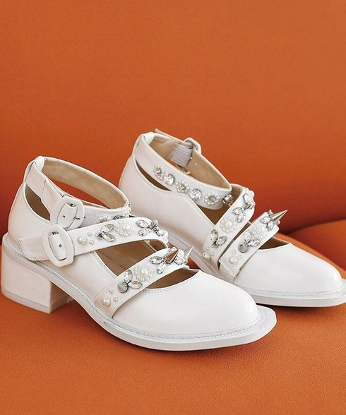 Studded Flower Strap Shoes