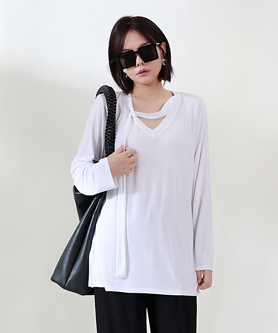 Diagonal Tie Neck Top