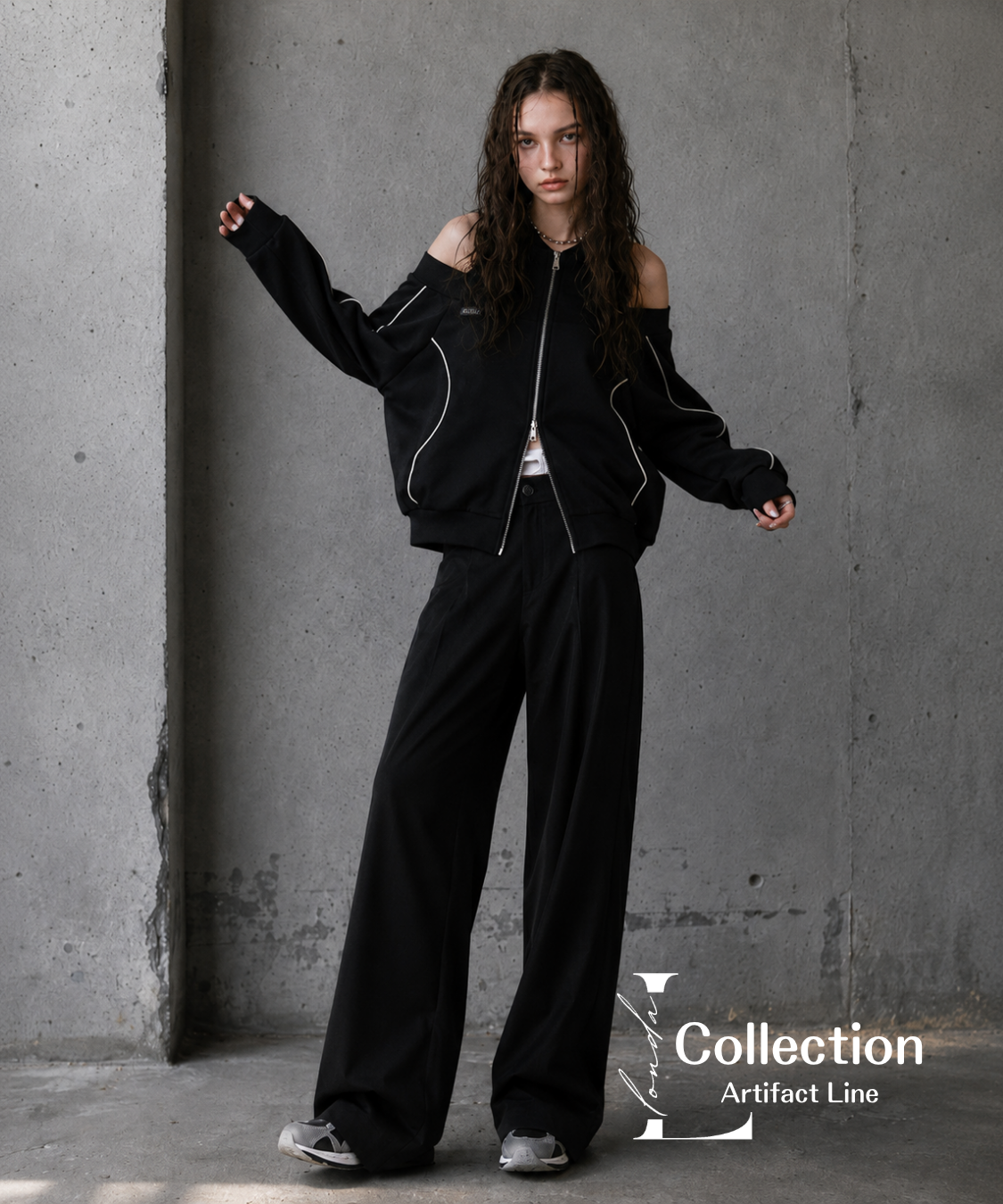 Open Shoulder Zip Top