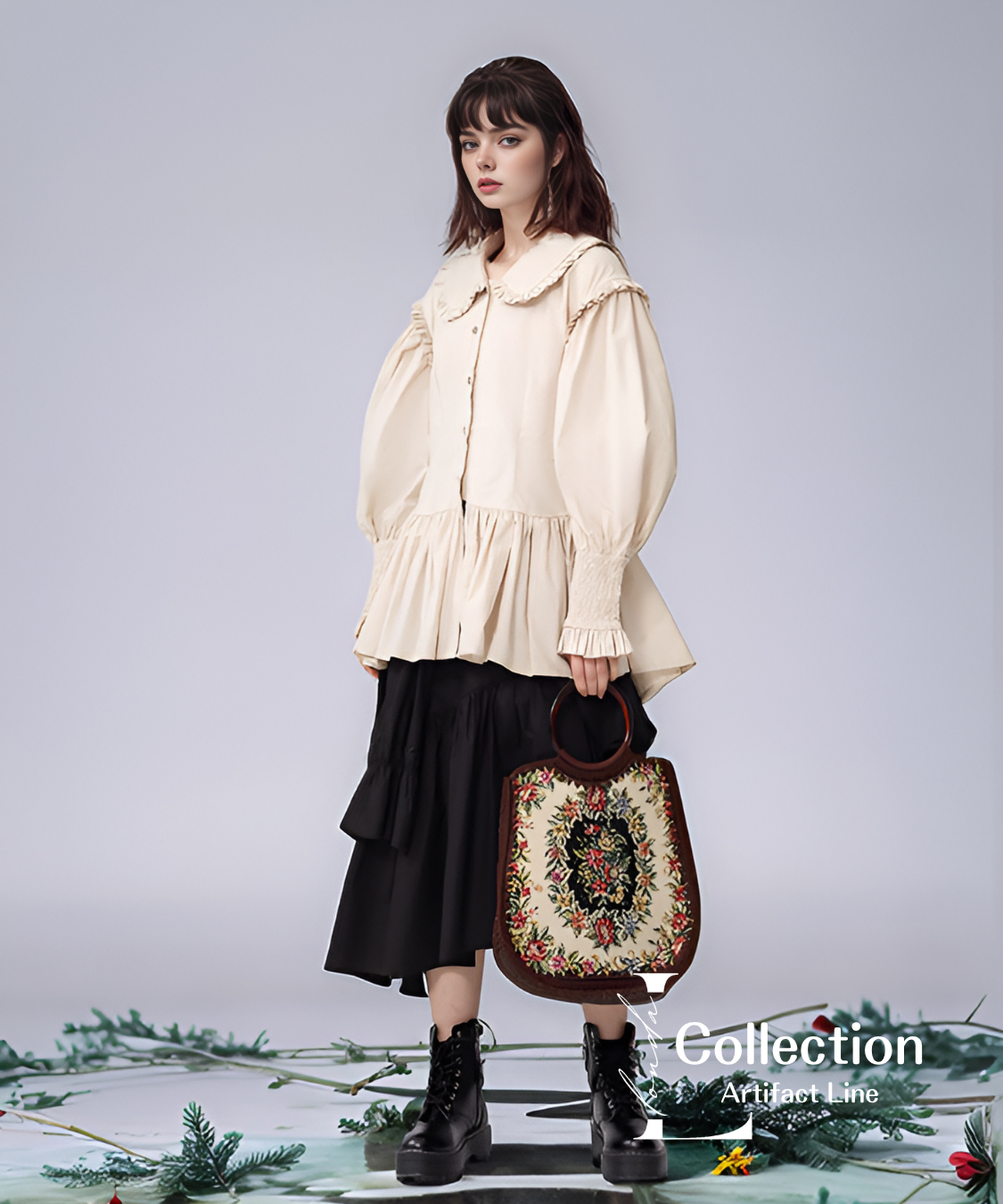 Frill Collar Flare Blouse