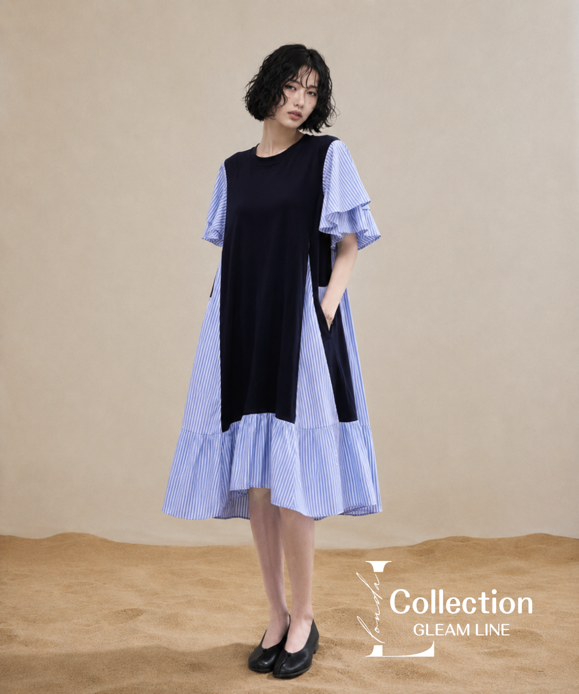 Stripe Layer Flare Dress