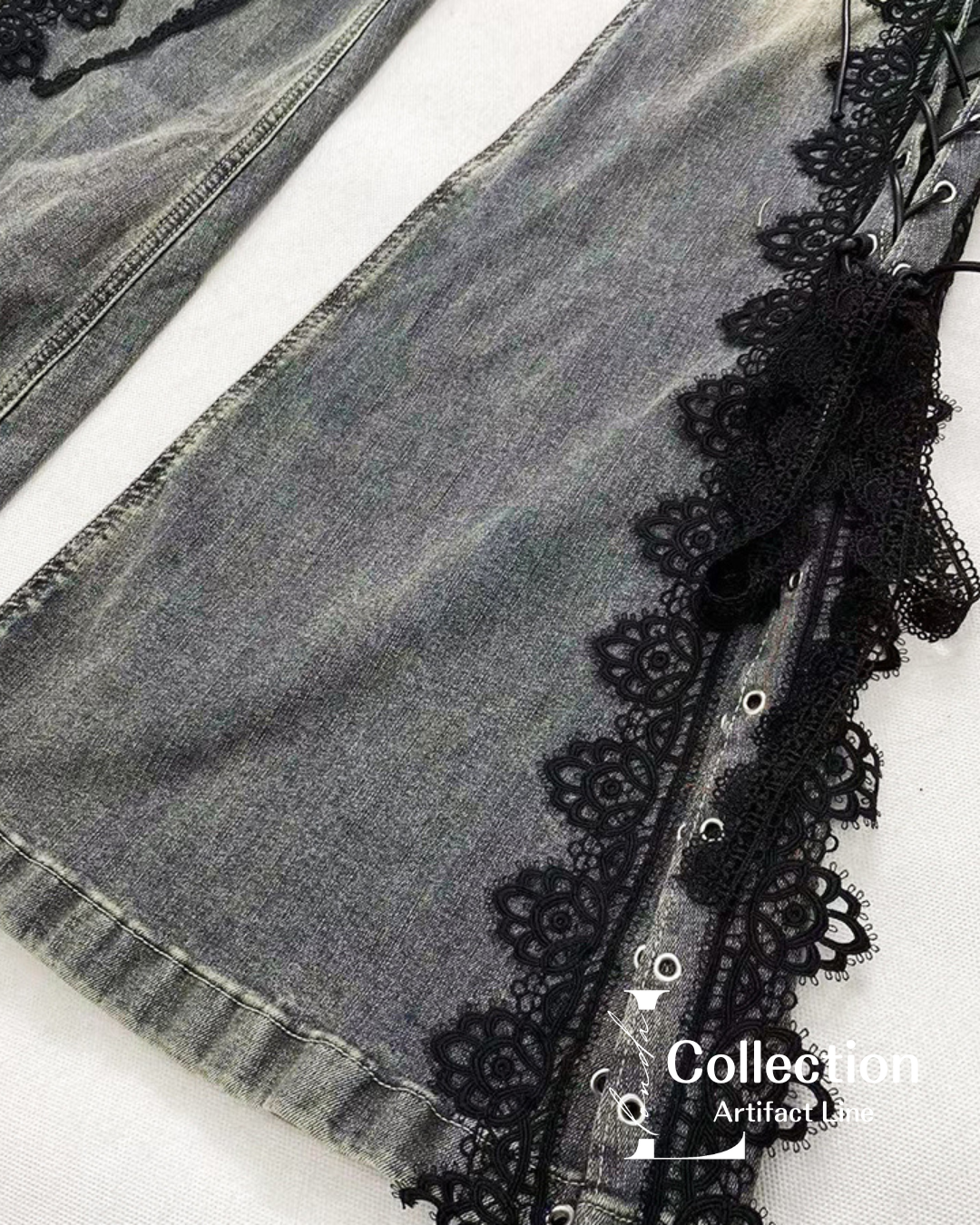 Lace Up Flare Denim
