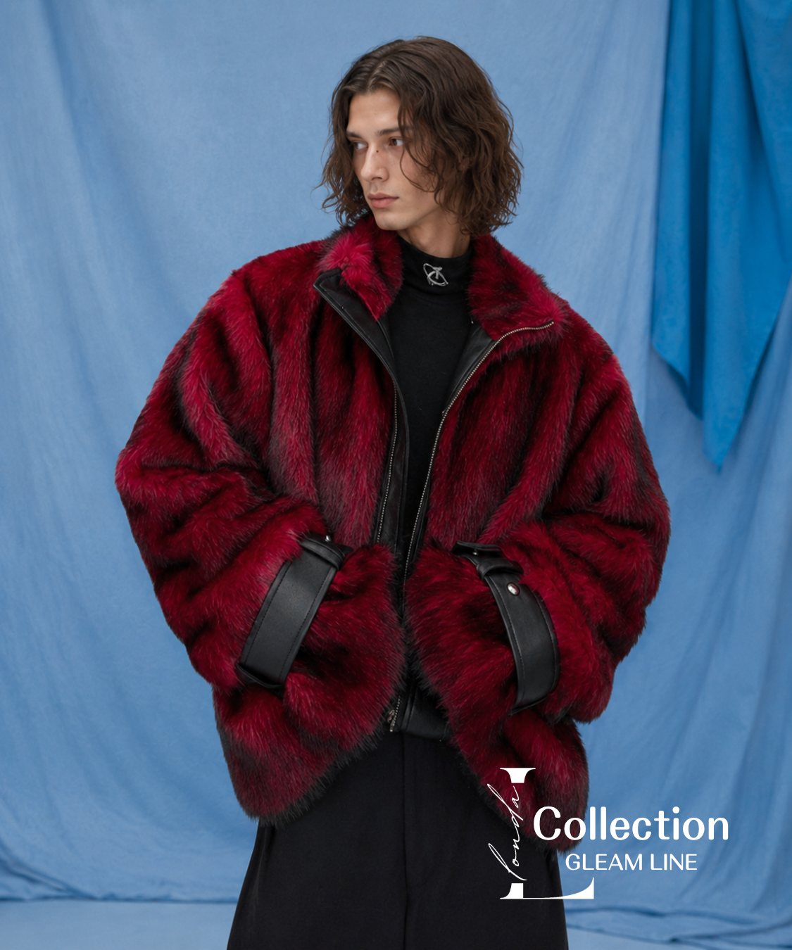 Crimson Shadow Fur Zip Coat