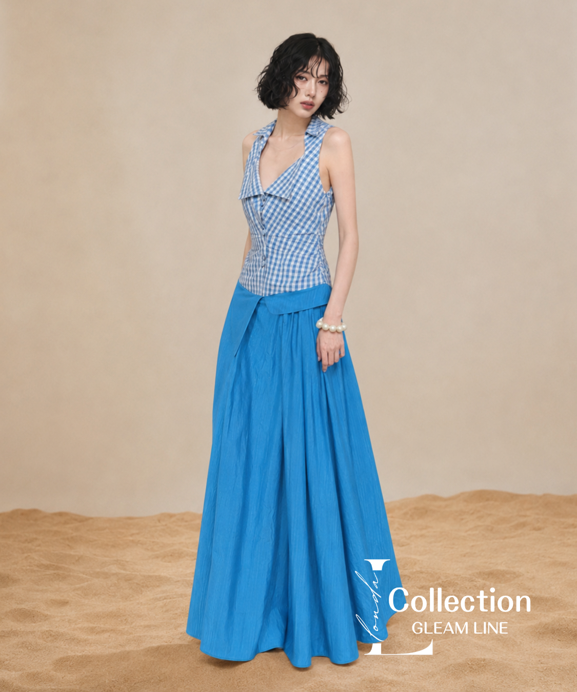 Check Corset Flare Dress