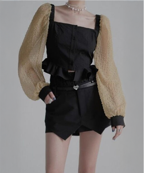 Square-neck Patchwork Top