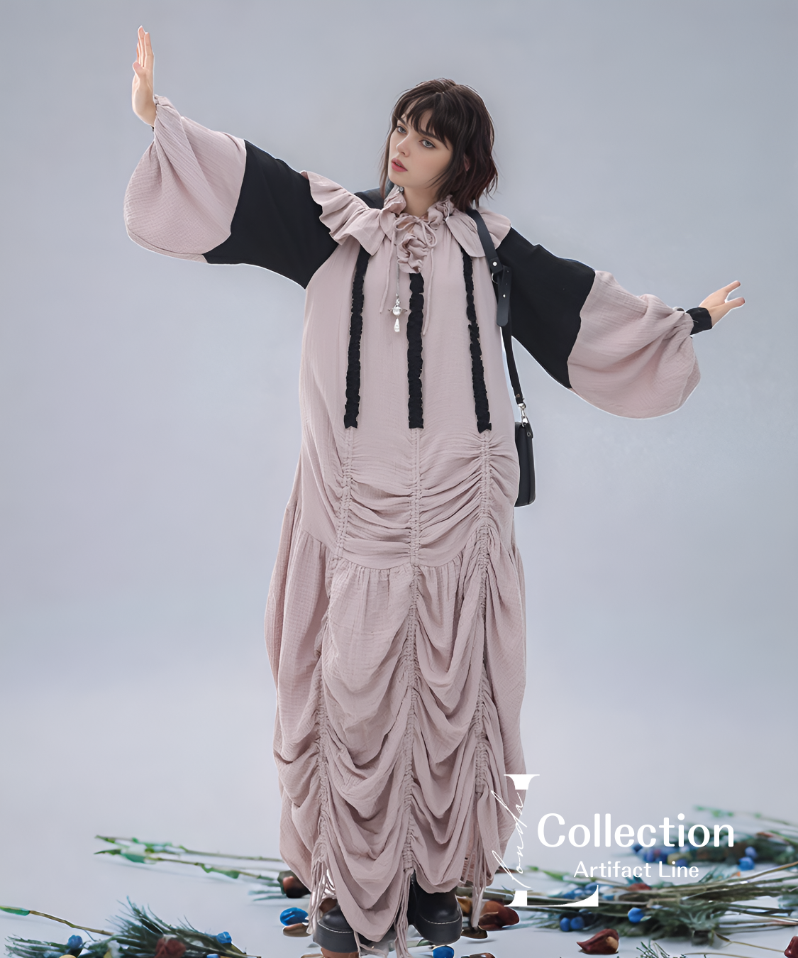 Gathered Hood Panel Dress