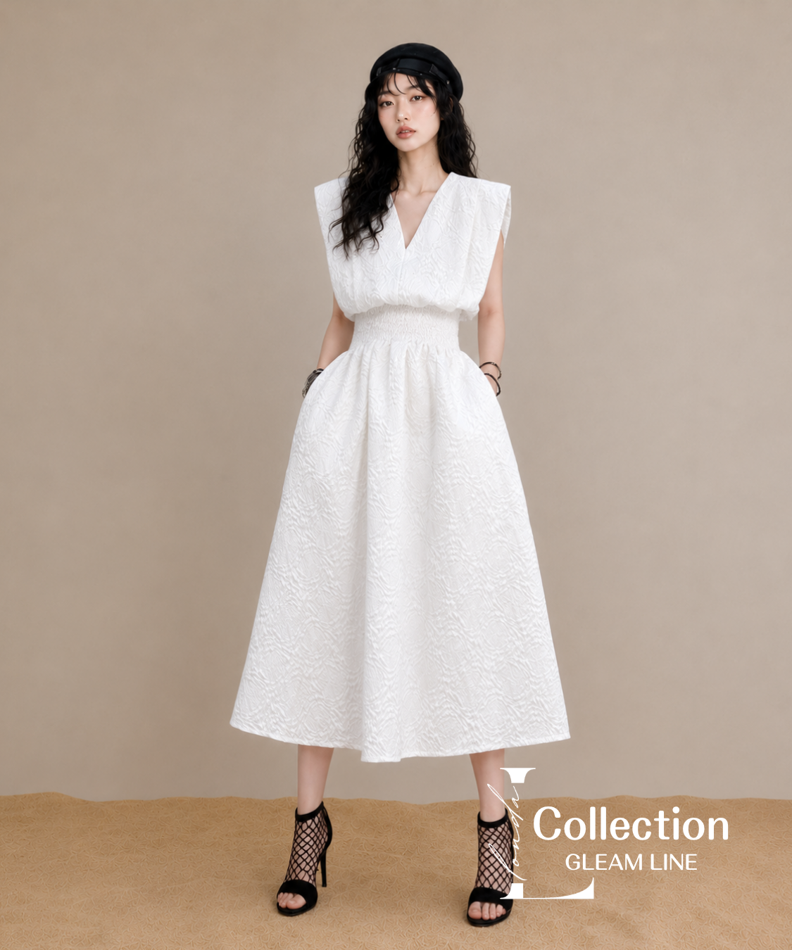 Double V-neck Ripple Dress