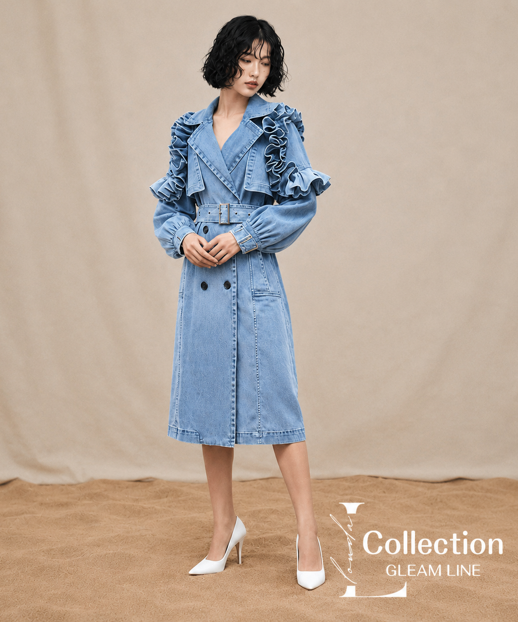 Ruelle Frill Denim Coat