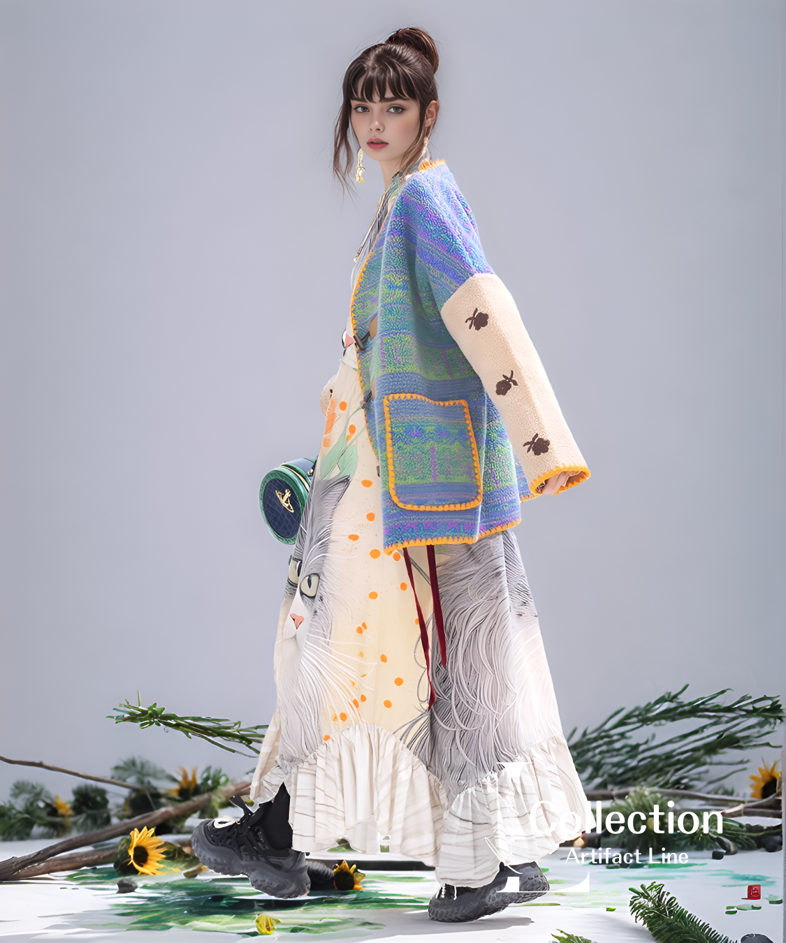 Patterned Knit Toggle Coat