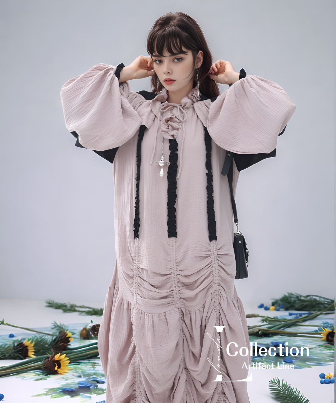 Gathered Hood Panel Dress