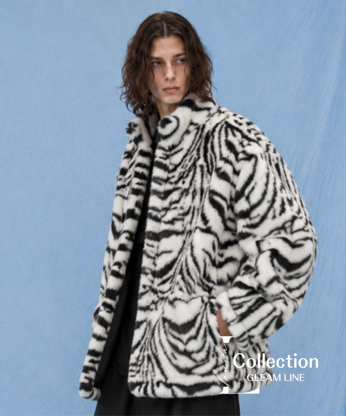 Snow Tiger Pattern Fur Coat