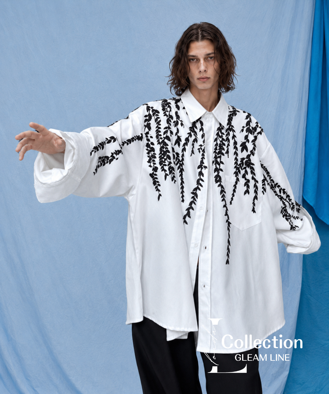 Falling Leaf Print Oversized Shirt