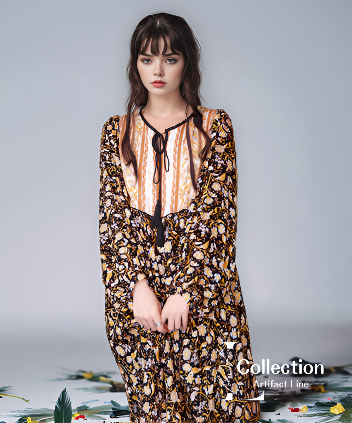 Floral Stripe Lace Dress