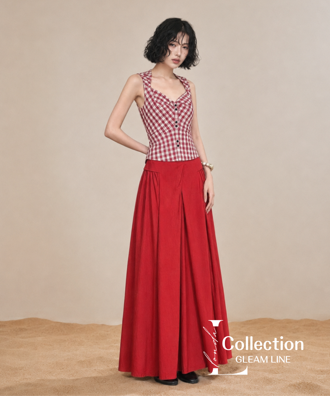 Check Corset Flare Dress