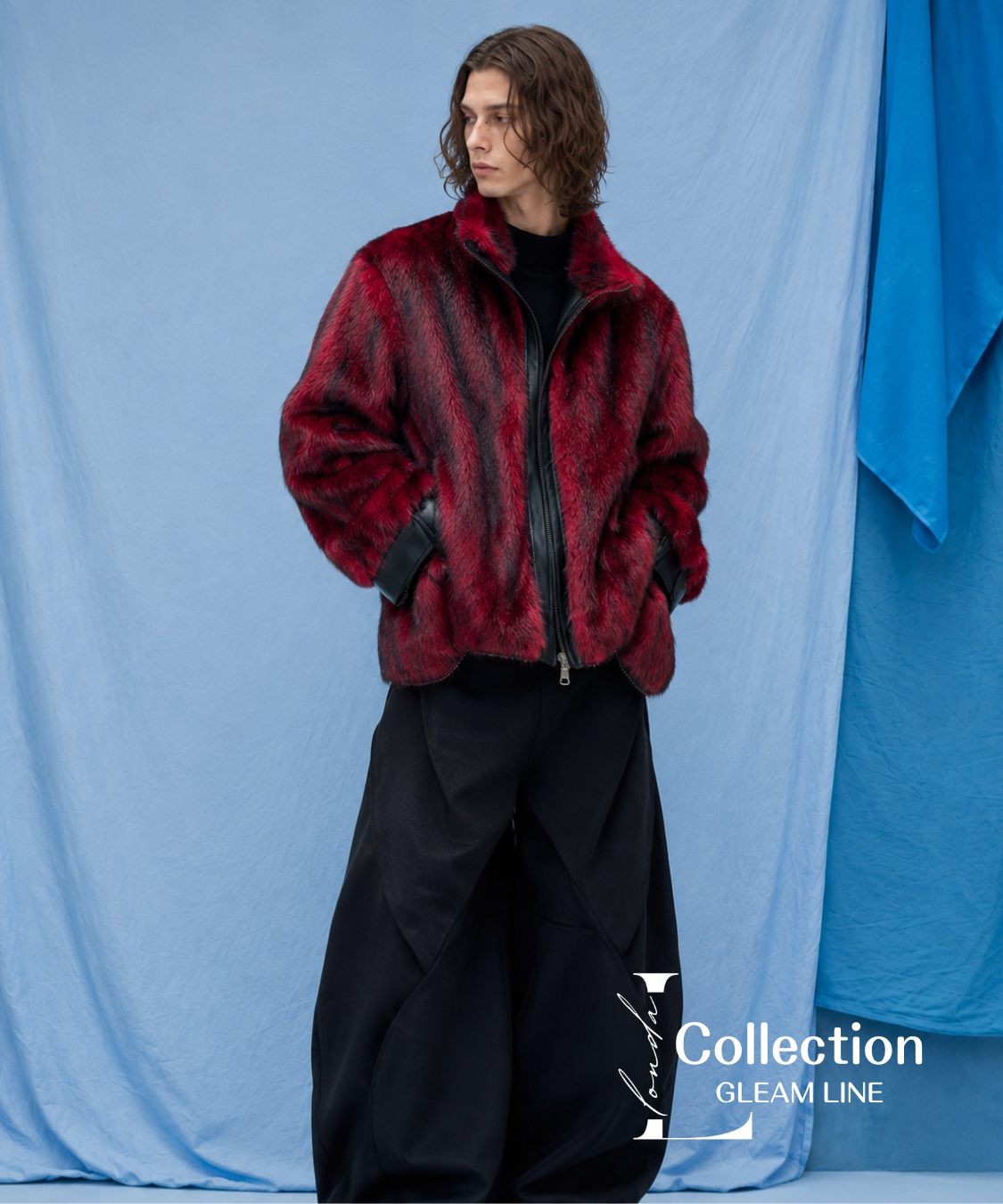 Crimson Shadow Fur Zip Coat