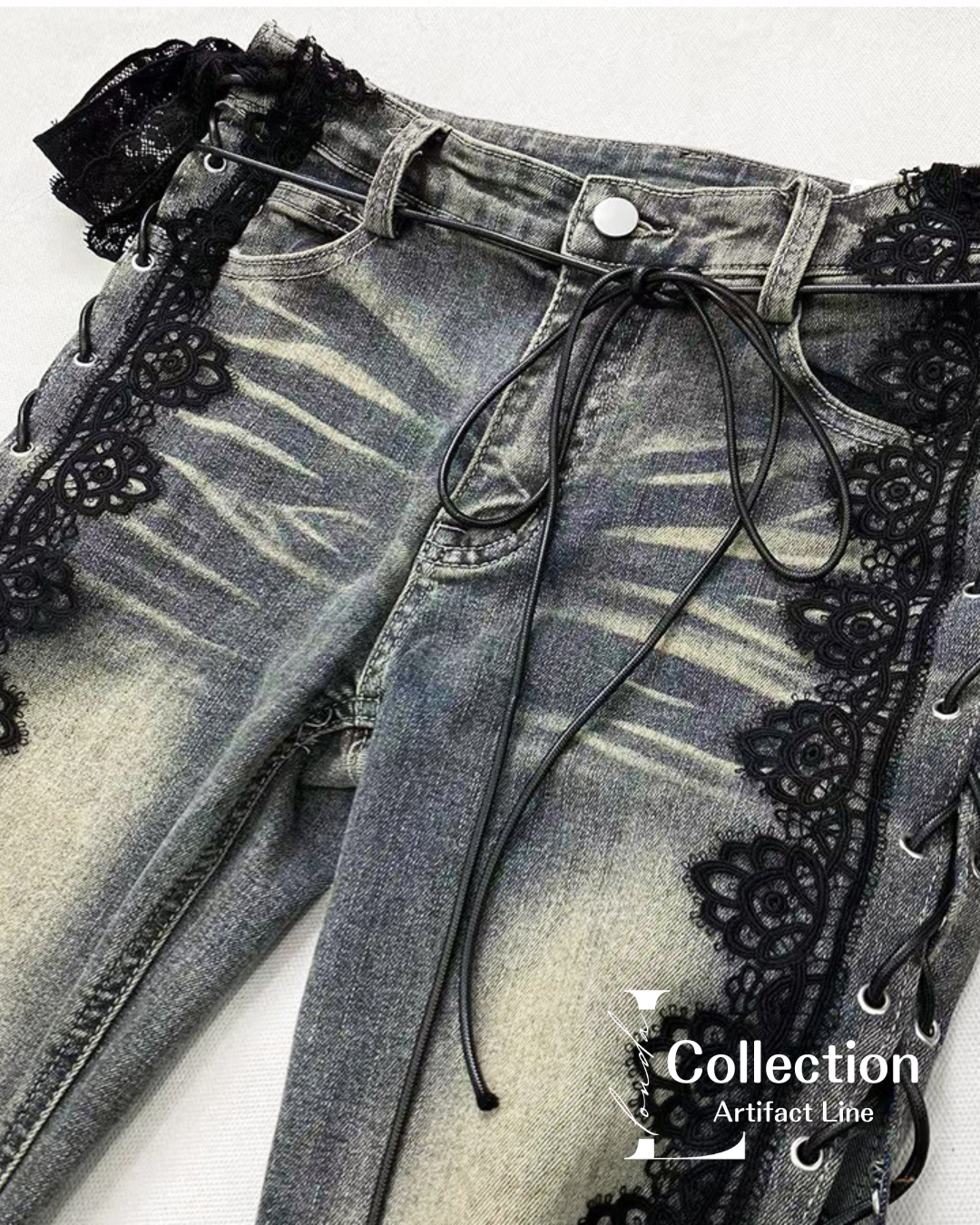 Lace Up Flare Denim