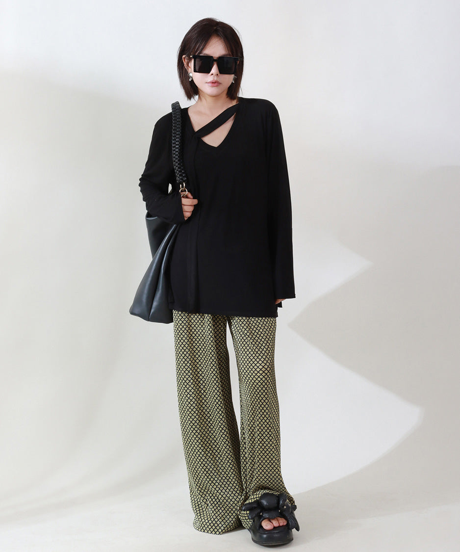 Diagonal Tie Neck Top