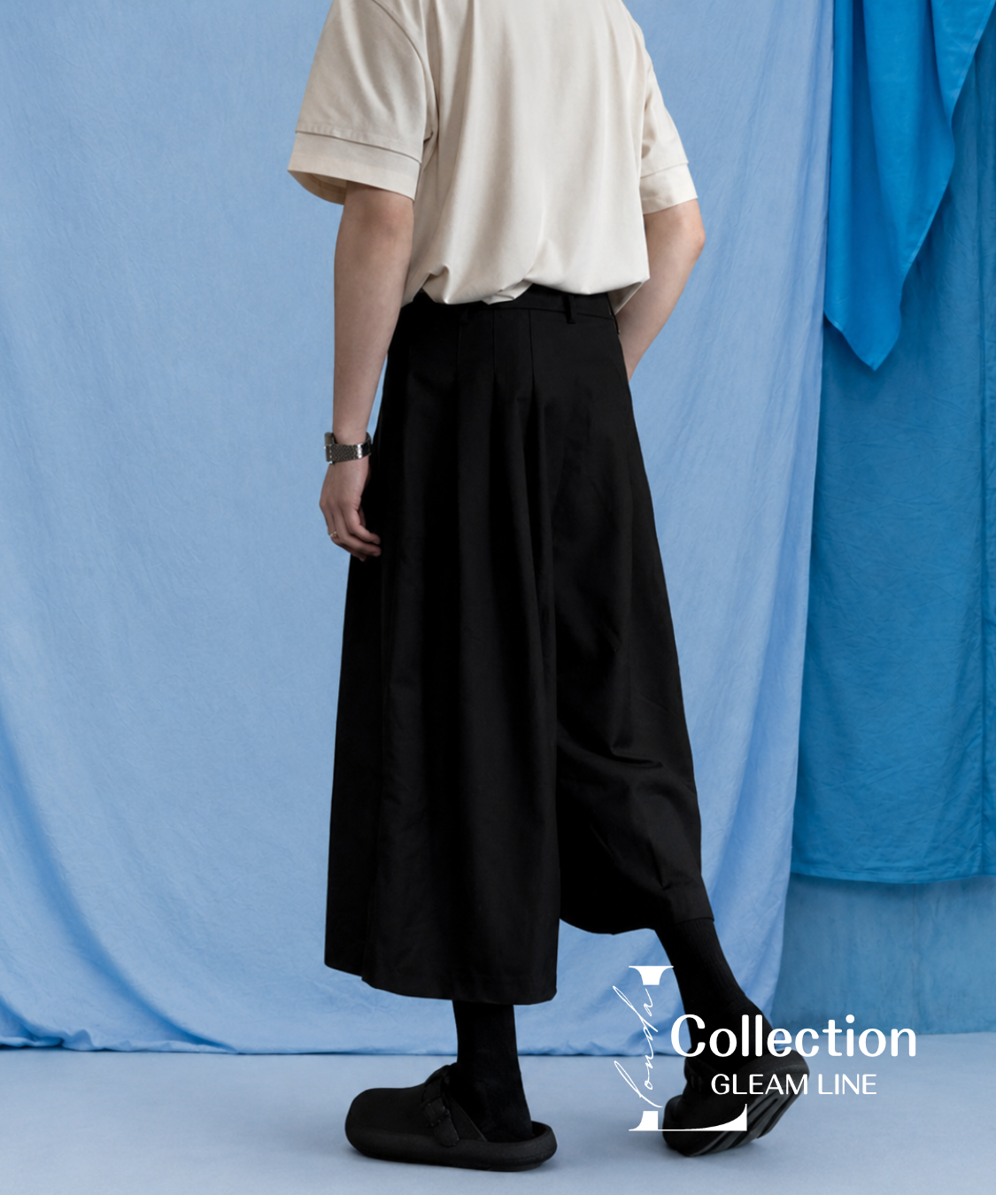 Front Pleat Wide Cropped Pants