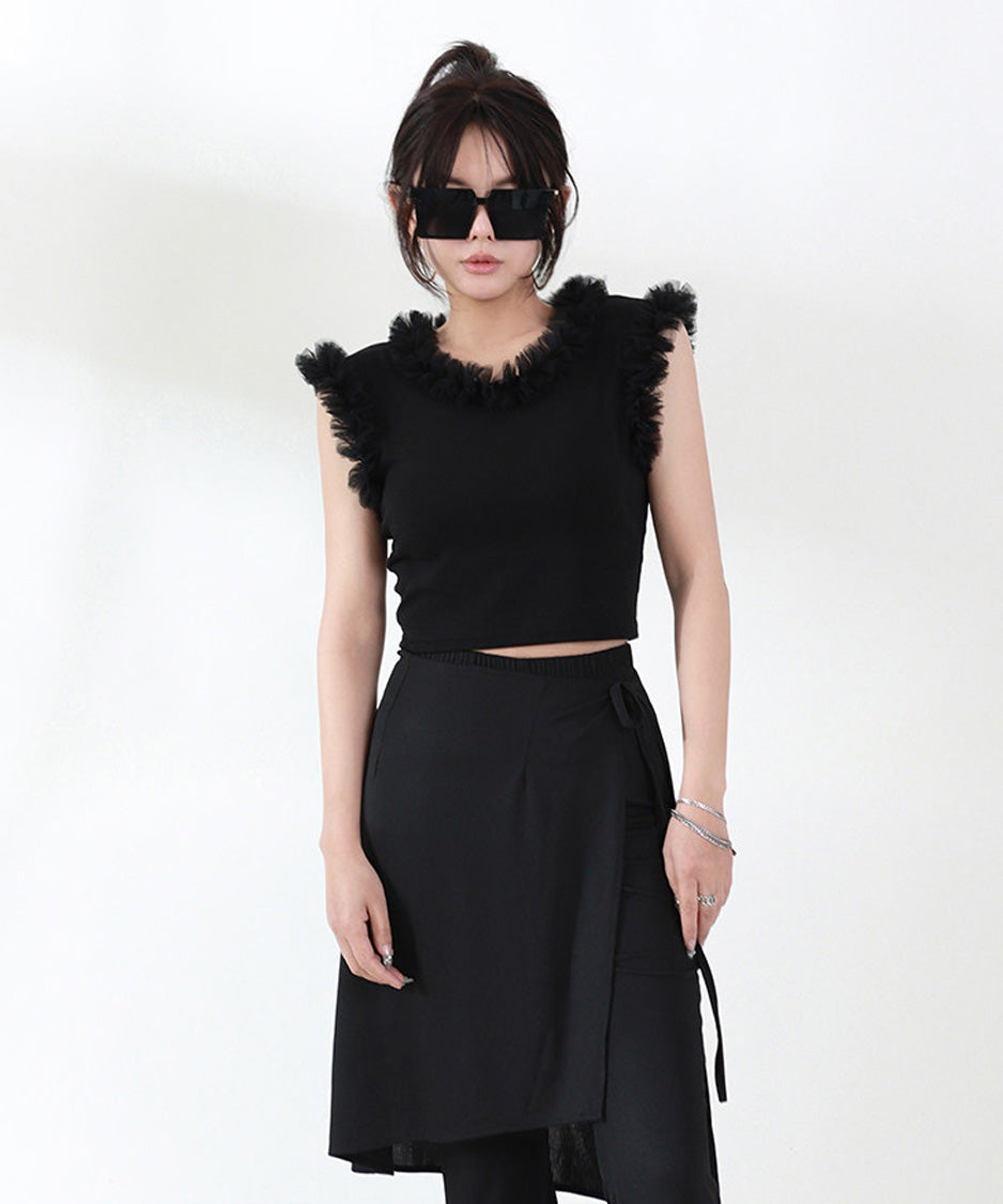 Tulle Frill Crop Top