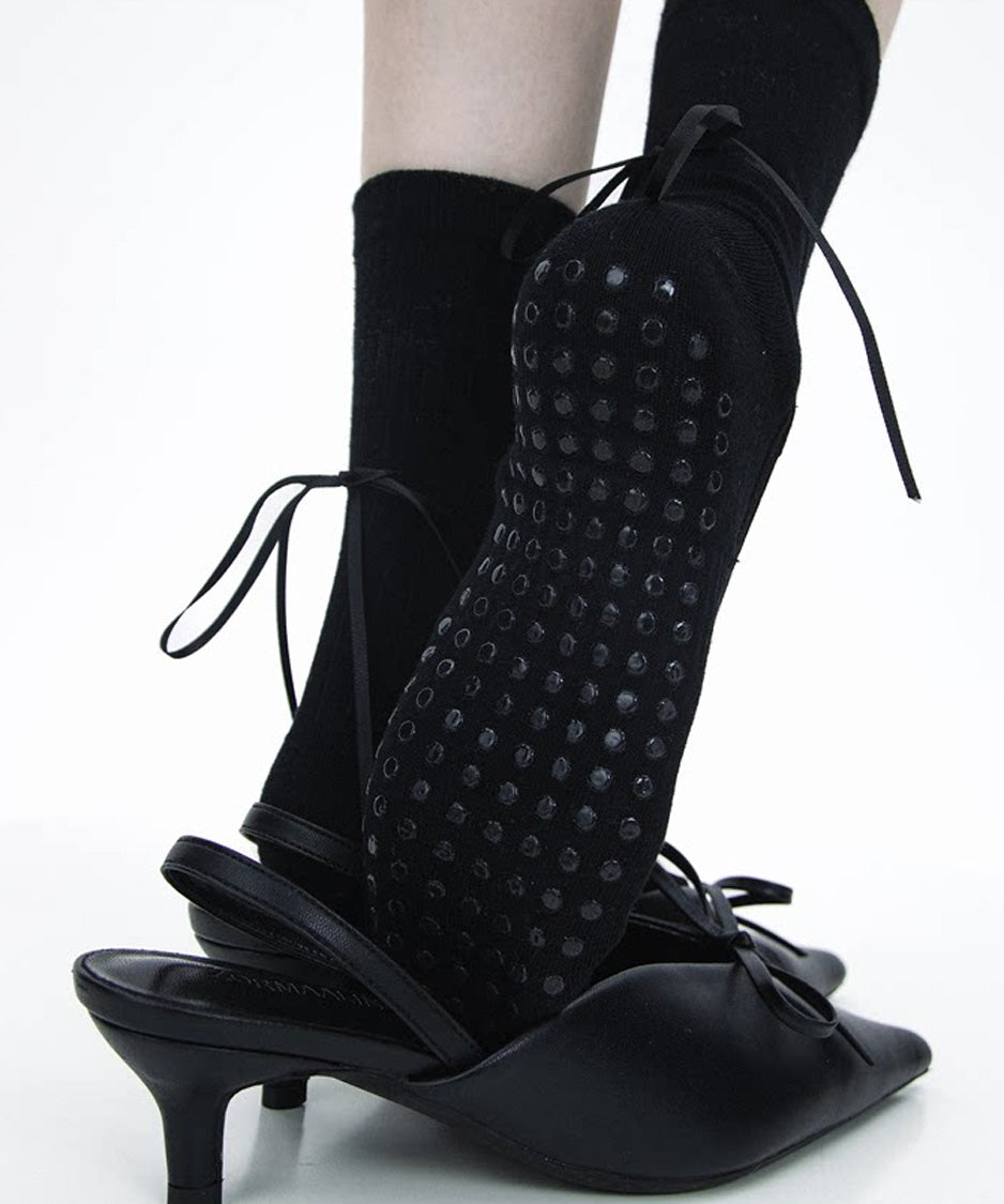 Ribbon Cutout Ballet Socks