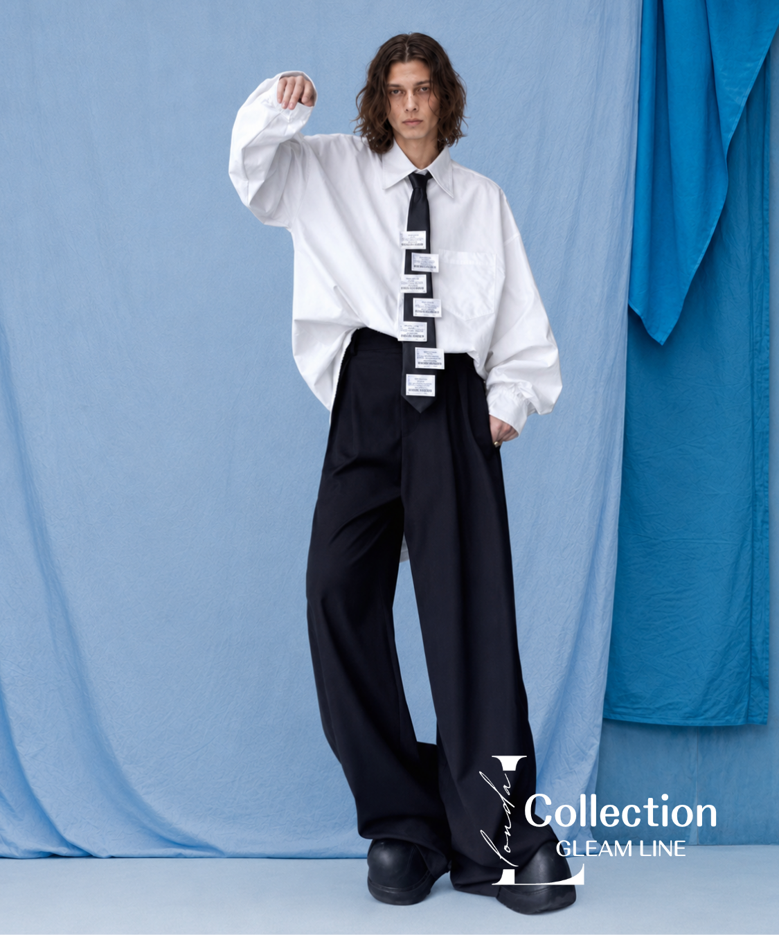 Oversized Label Tie Shirt