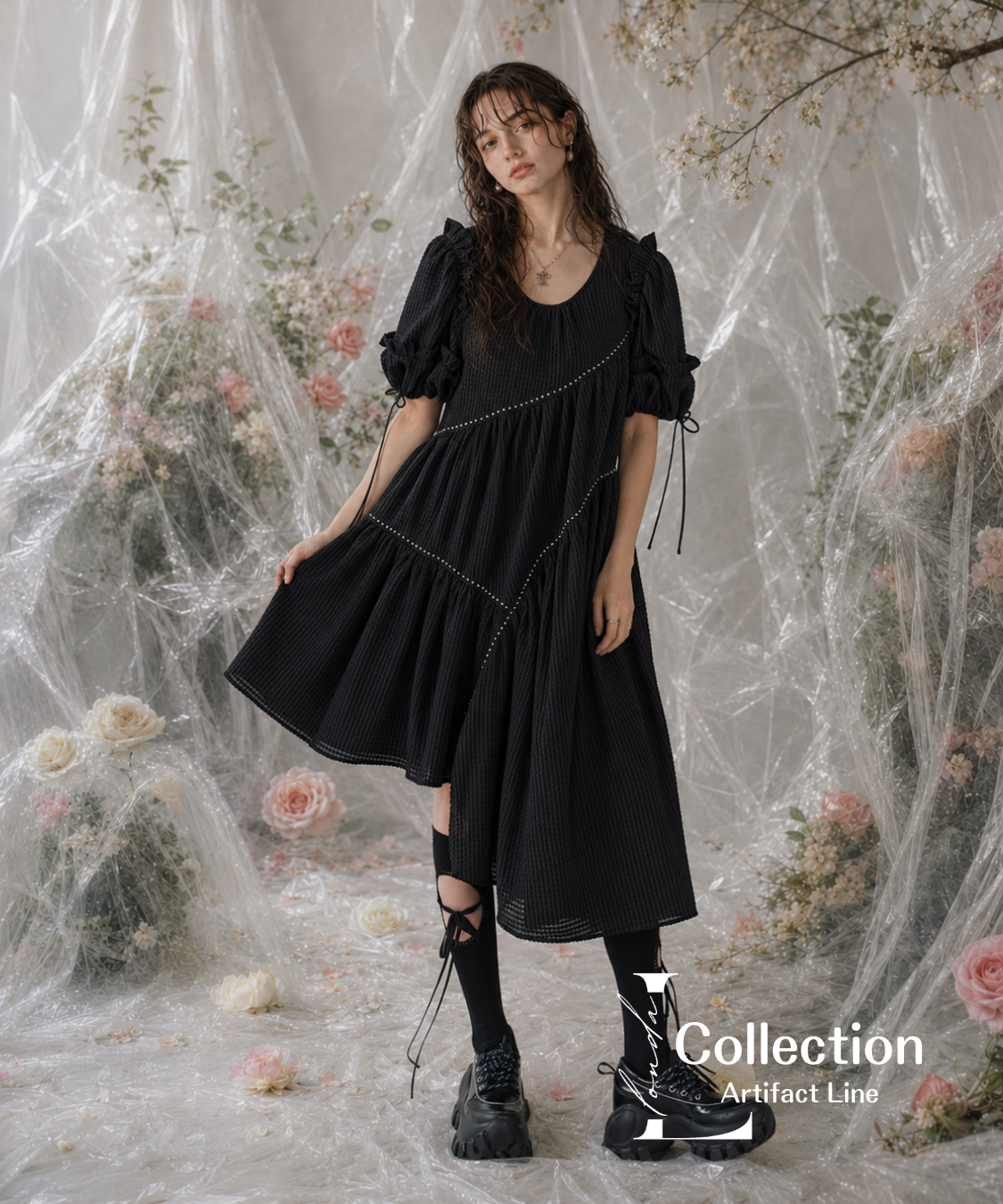 Pearl Trace Puff Dress