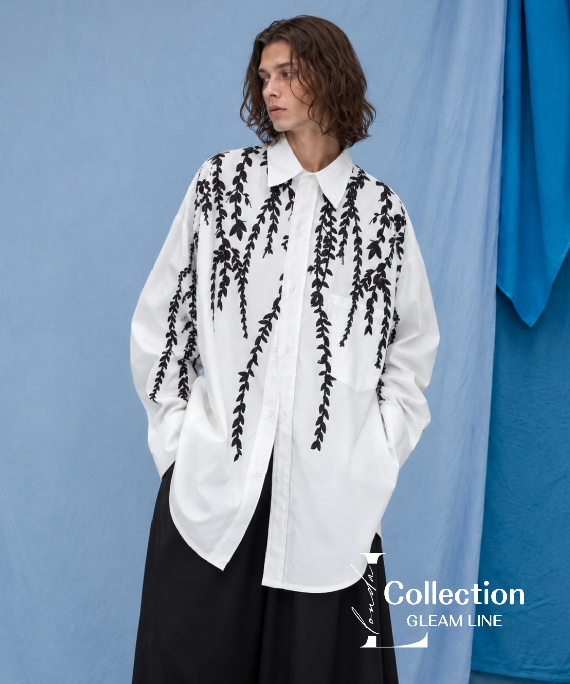 Falling Leaf Print Oversized Shirt
