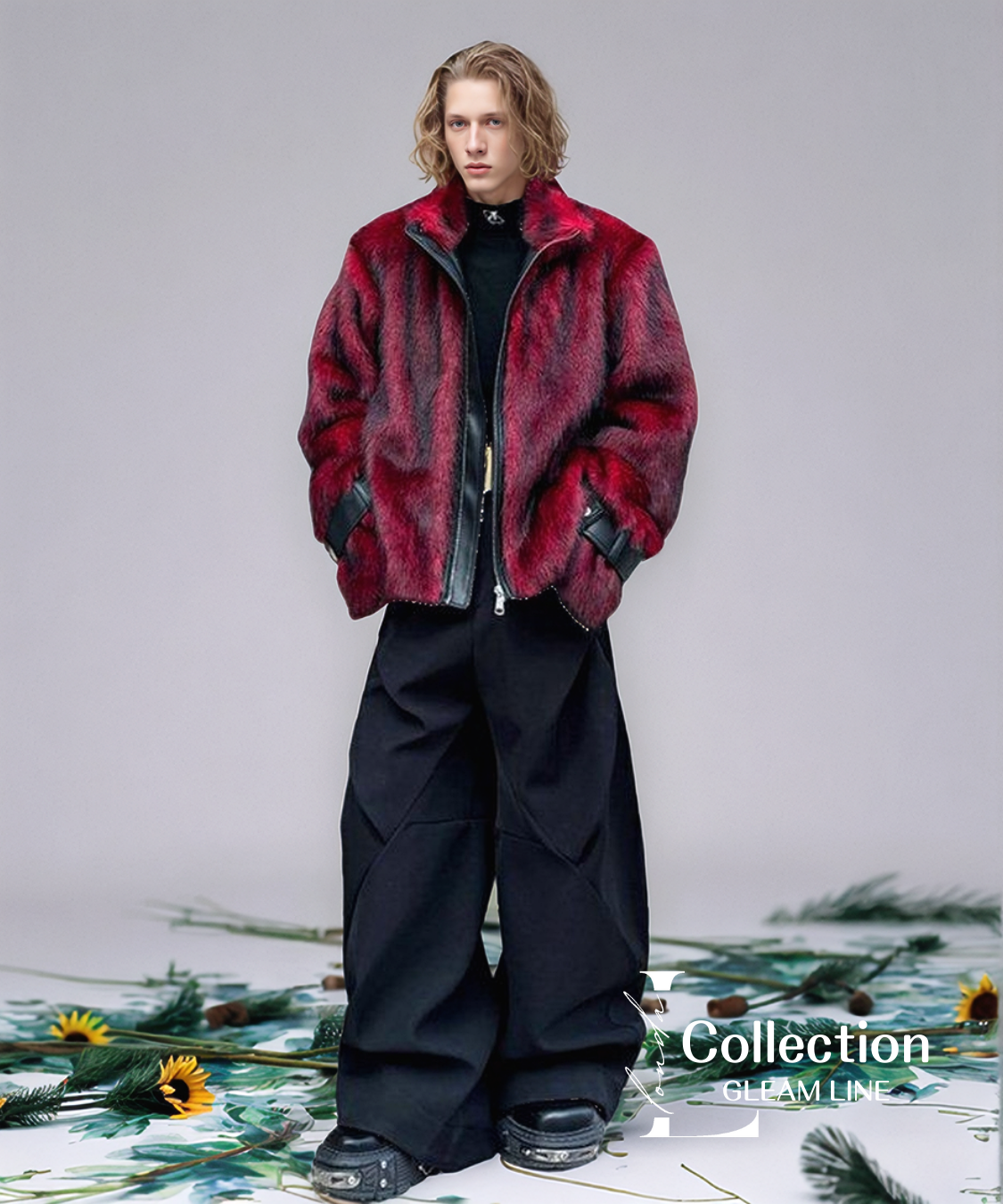 Crimson Shadow Fur Zip Coat – LONDA