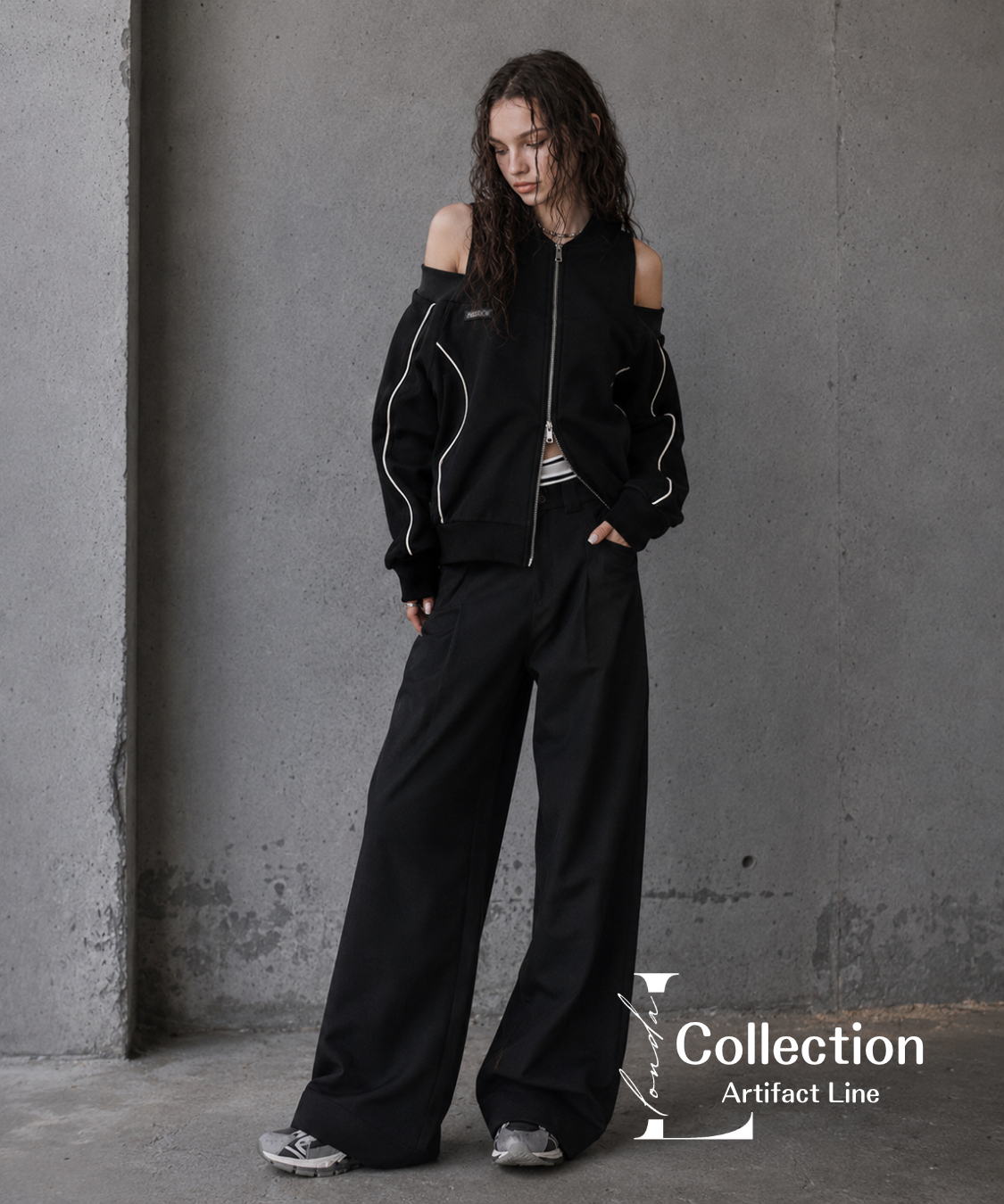 Open Shoulder Zip Top