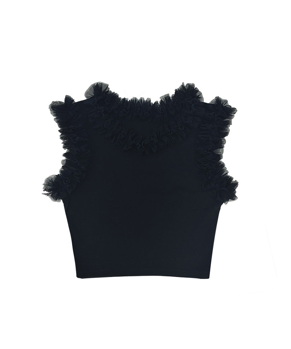 Tulle Frill Crop Top