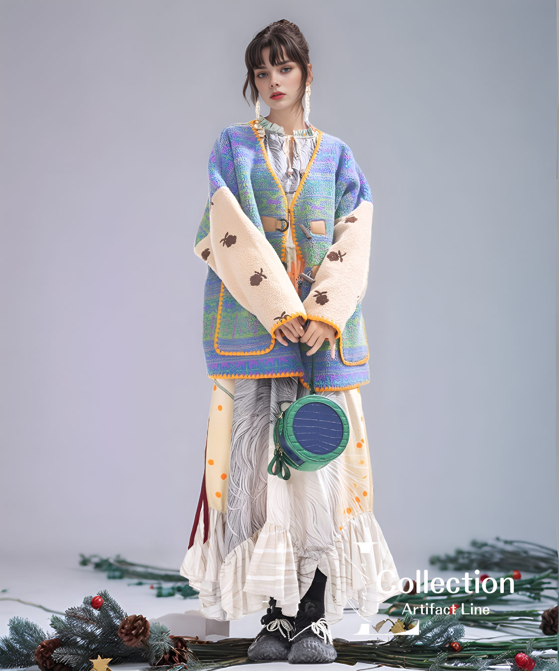 Patterned Knit Toggle Coat