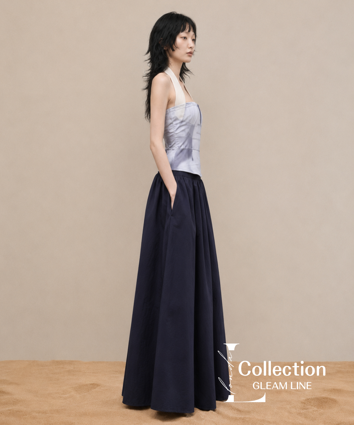 Back Drape Halter Dress