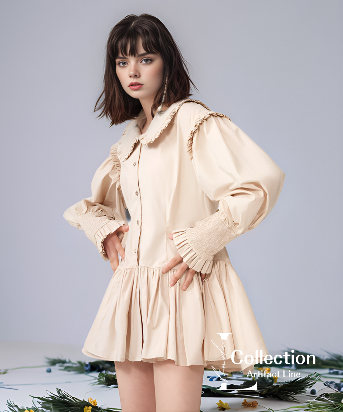 Frill Collar Flare Blouse