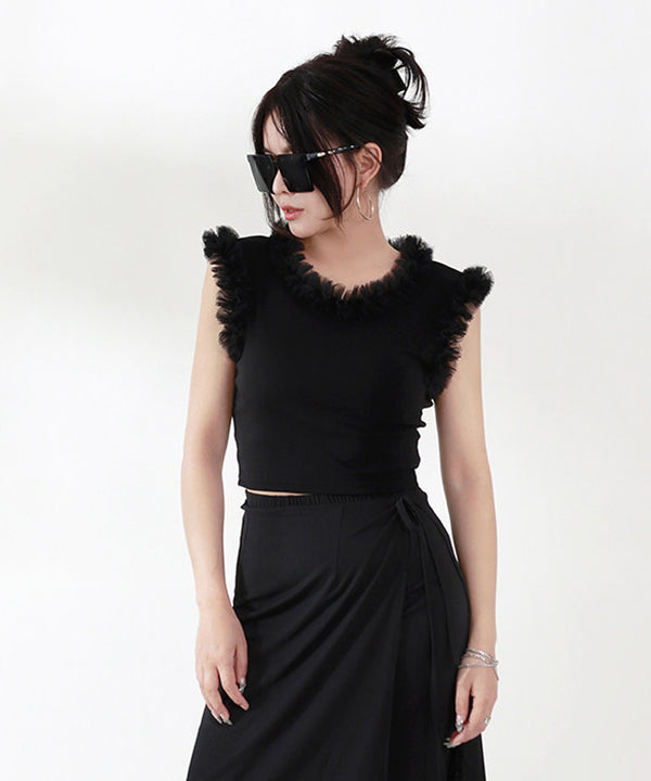 Tulle Frill Crop Top