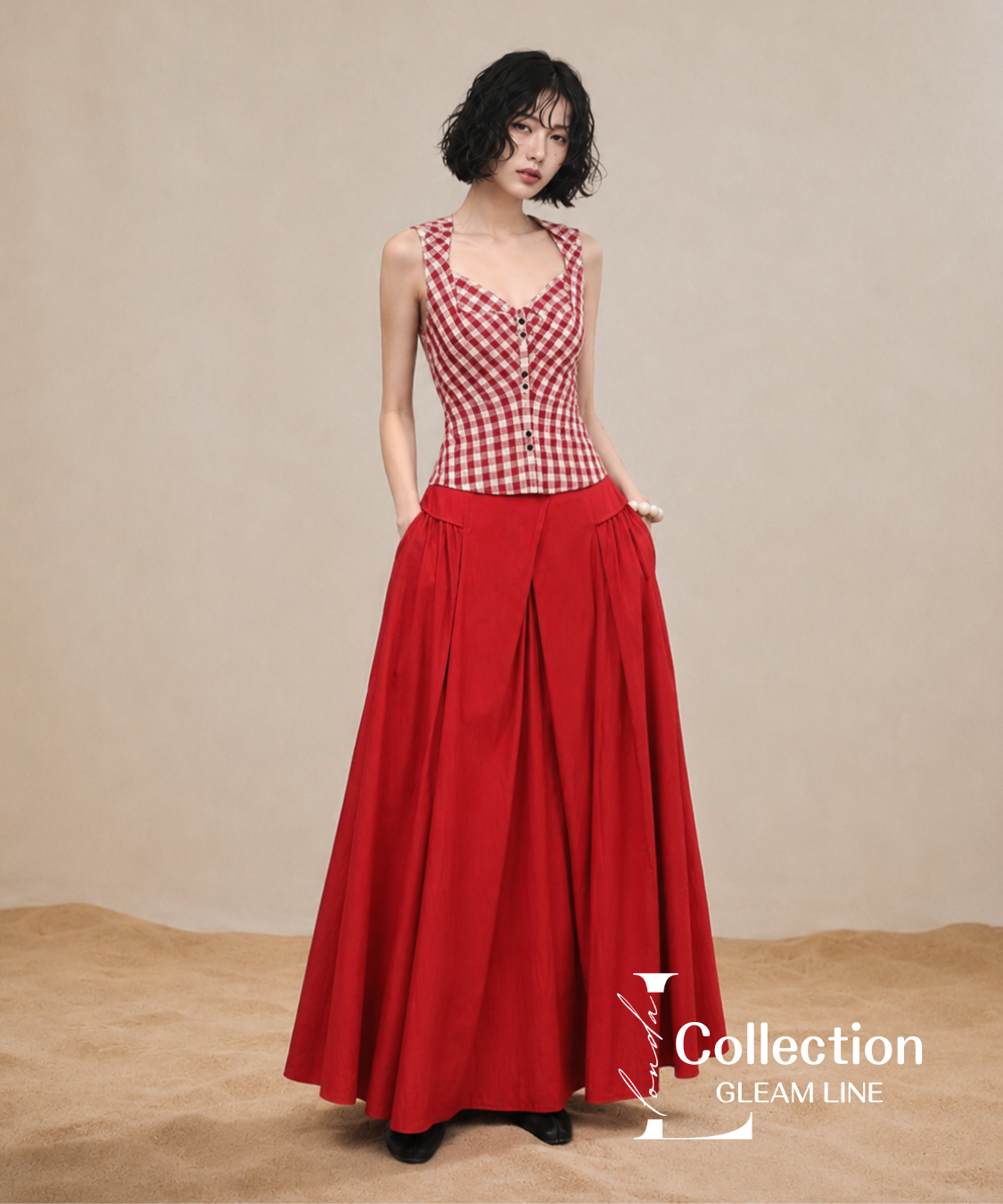 Check Corset Flare Dress
