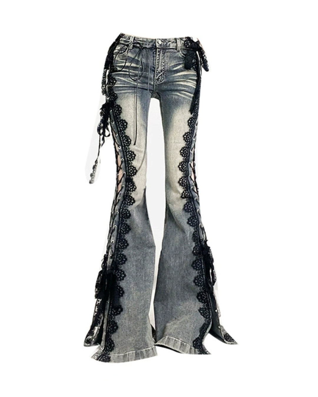 Lace Up Flare Denim