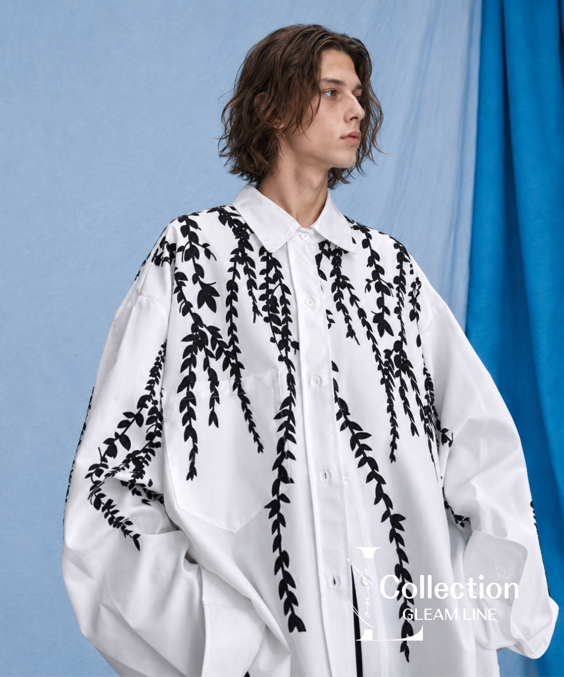 Falling Leaf Print Oversized Shirt