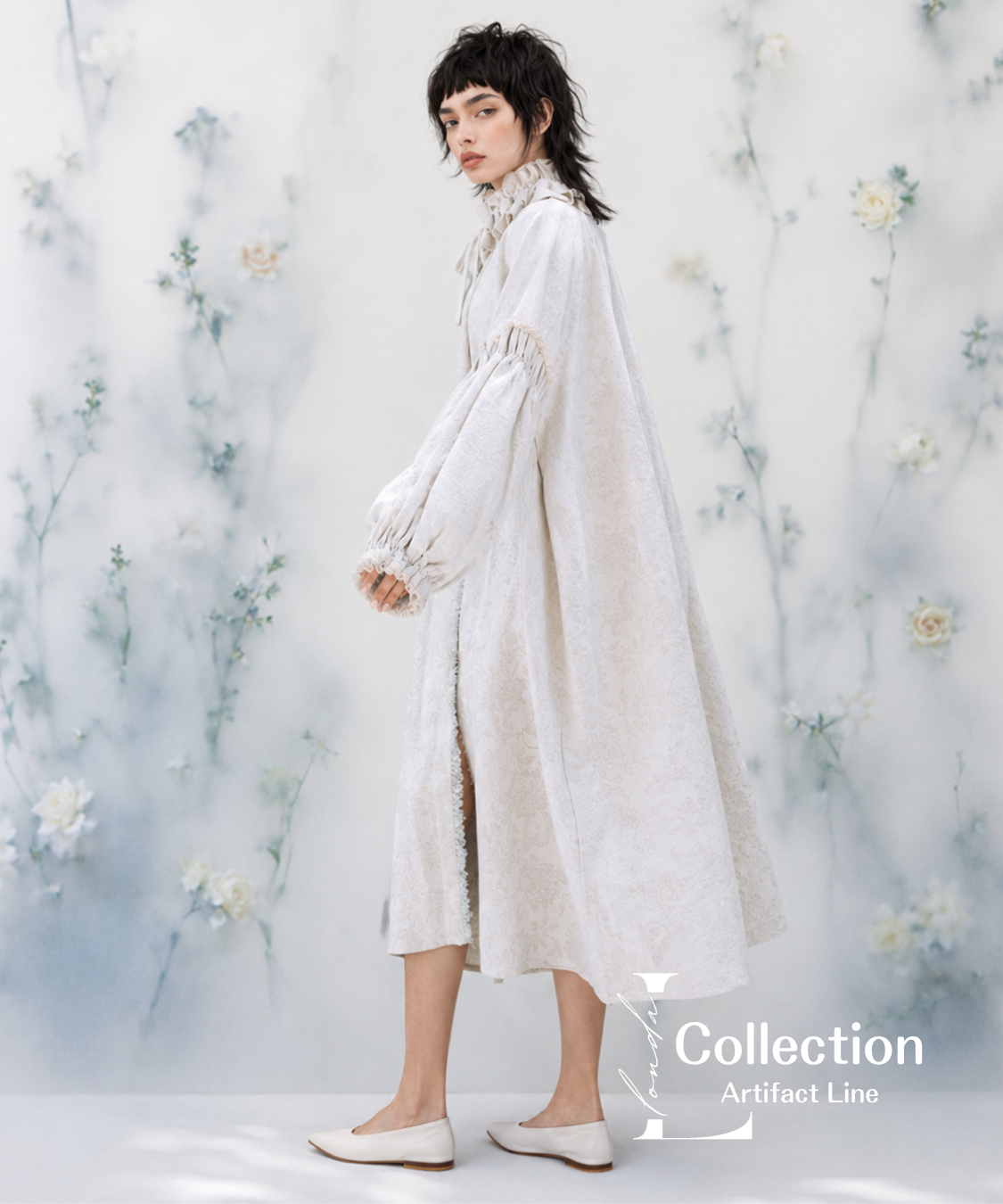 Frill Collar Jacquard Dress