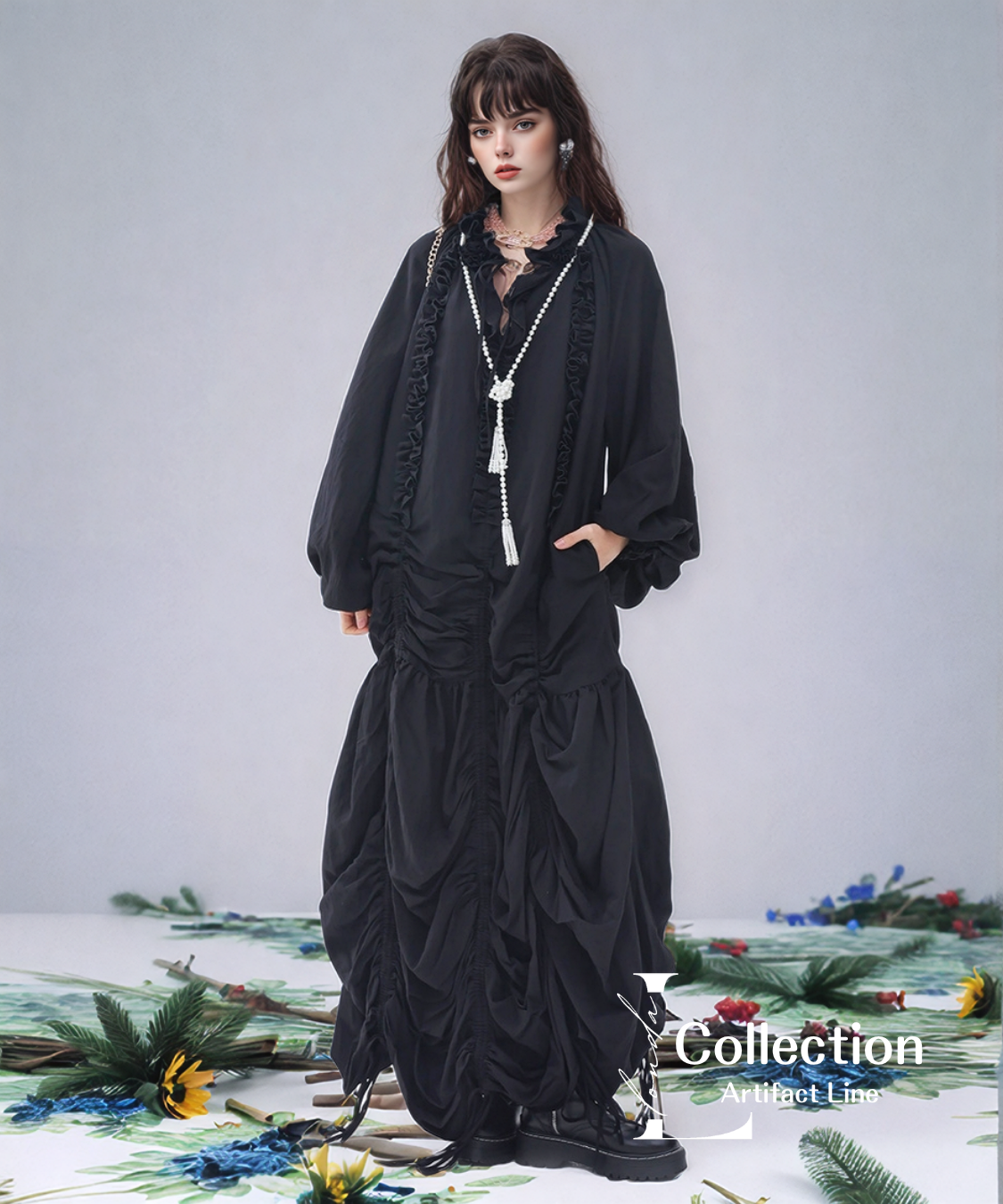 Draw Shirring Dress
