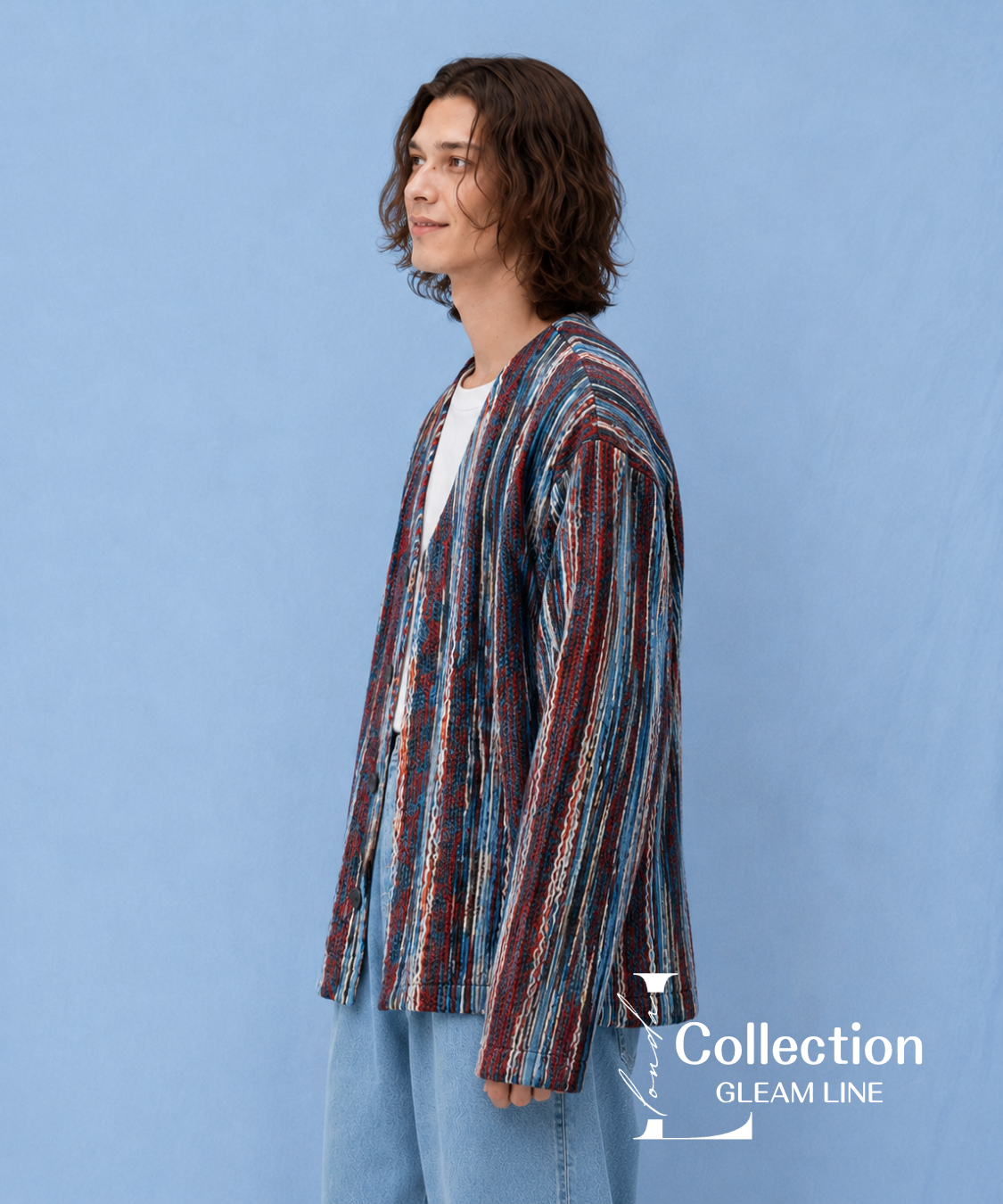 Multicolor Wavy Knit Cardigan