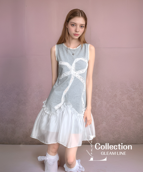 l*u様 ★l'or ロル　Contrast Flare Dress Layered Ribbon Flare Dress – LONDA