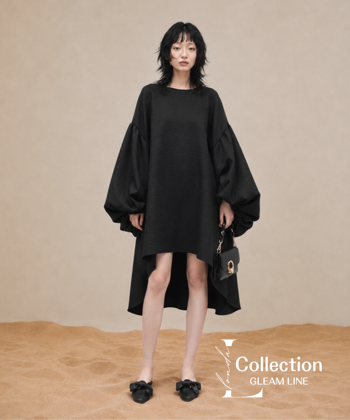 Balloon Sleeve Fishtail Dress