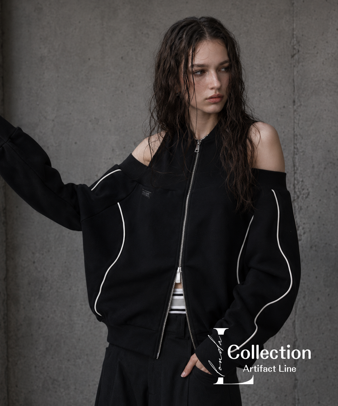 Open Shoulder Zip Top