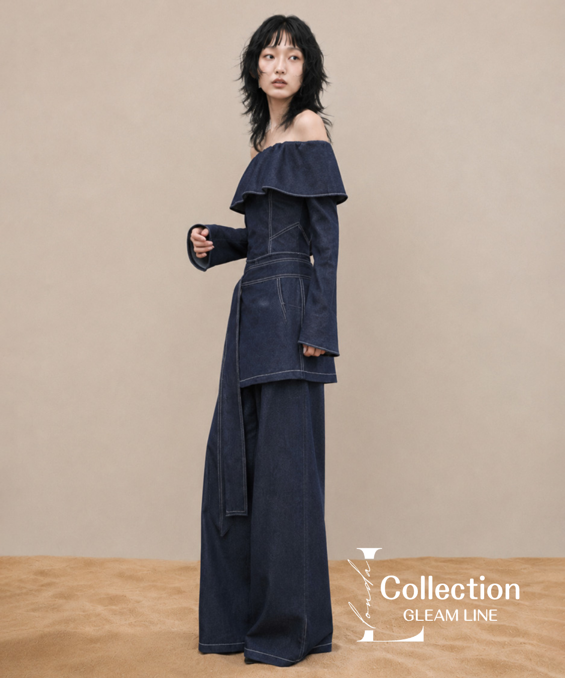 Denim Off Shoulder Layered Series