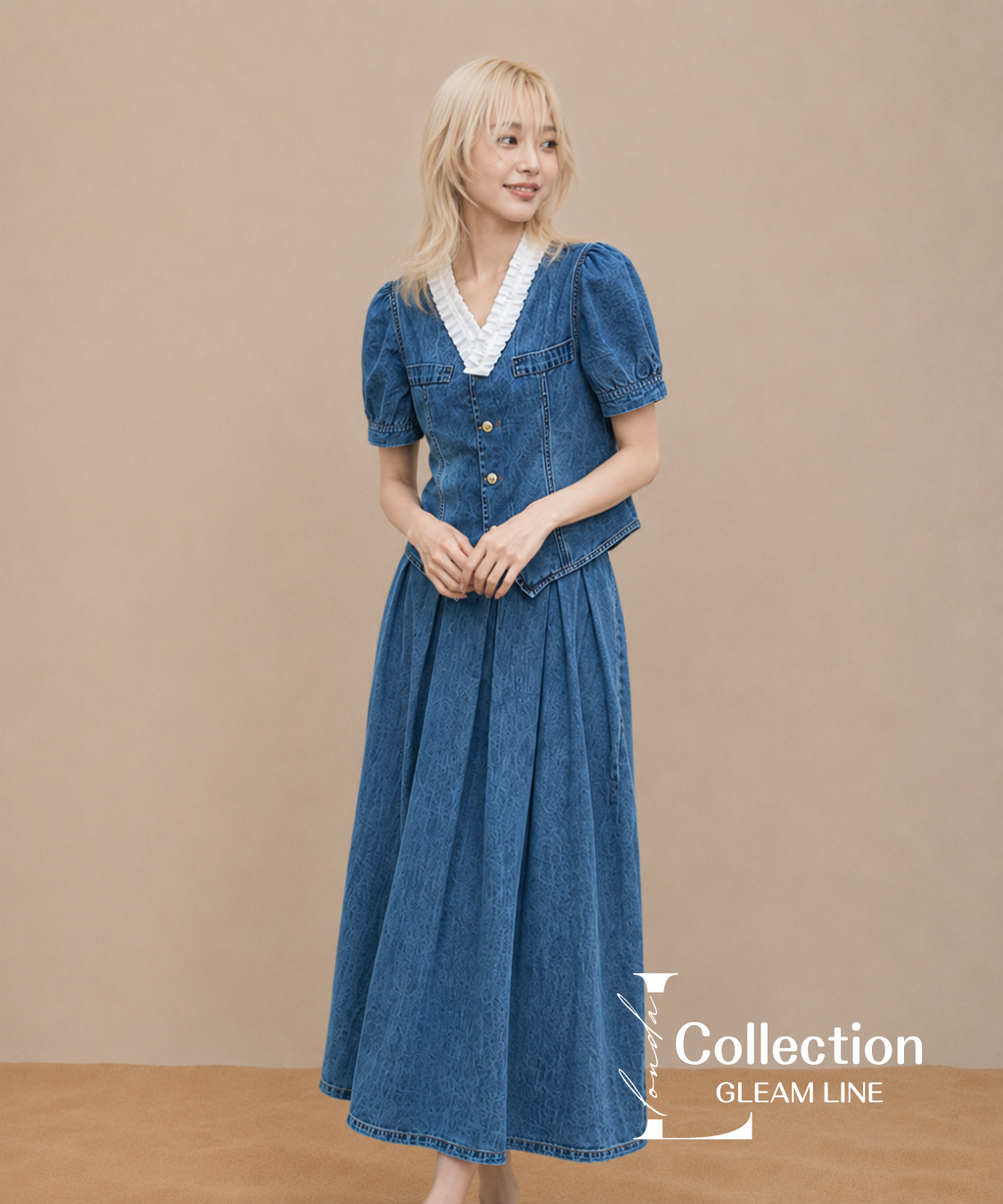 Denim Frill Top & Skirt