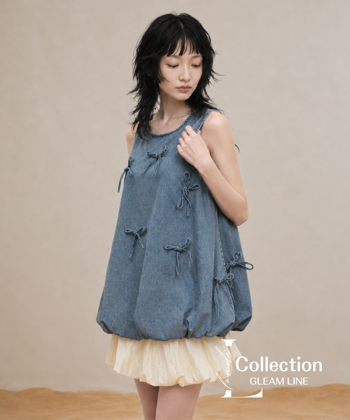Ribbon Puff Top＆Skirt Co-ord