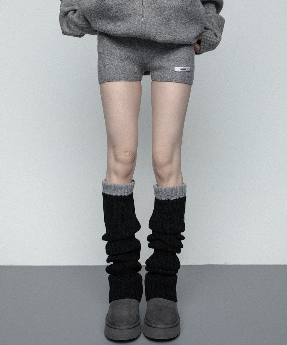 Contrast Cuff Ribbed Leg Warmers